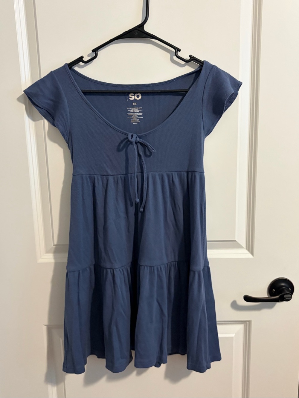 SO Girls' Dusty Blue Tiered Tie-Front Casual Dress